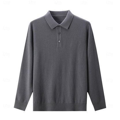 Wool Knit Button Up Polo Sweater