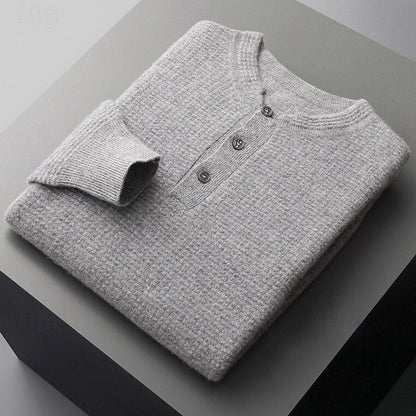 100% Merino Wool Button Up Henley Sweater