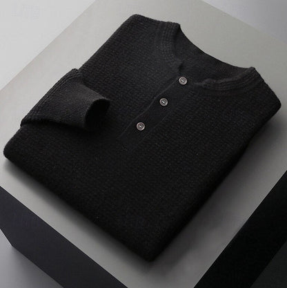 100% Merino Wool Button Up Henley Sweater