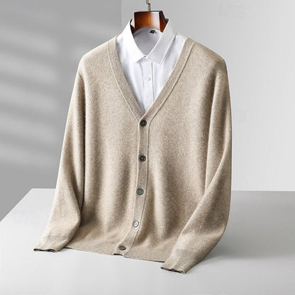 100% Merino Wool V Neck Knitwear Cardigan Sweater