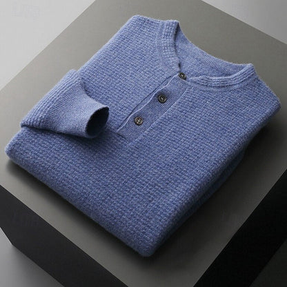 100% Merino Wool Button Up Henley Sweater