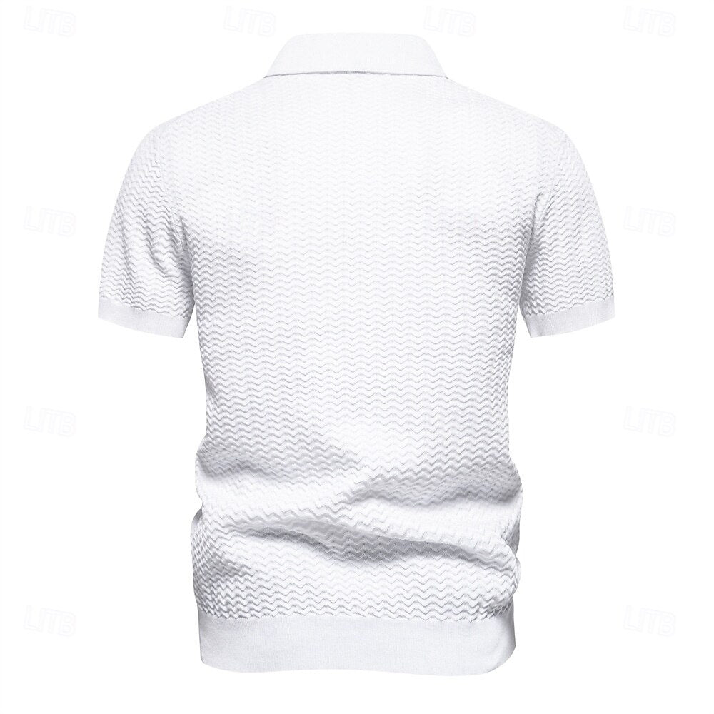 Zip Polo Work Business Turndown Short Sleeve