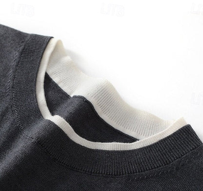 100% Merino Wool Crew Neck 2 In 1 Pullover Sweater