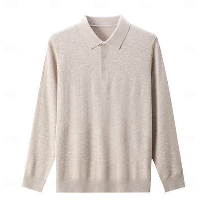 Wool Knit Button Up Polo Sweater