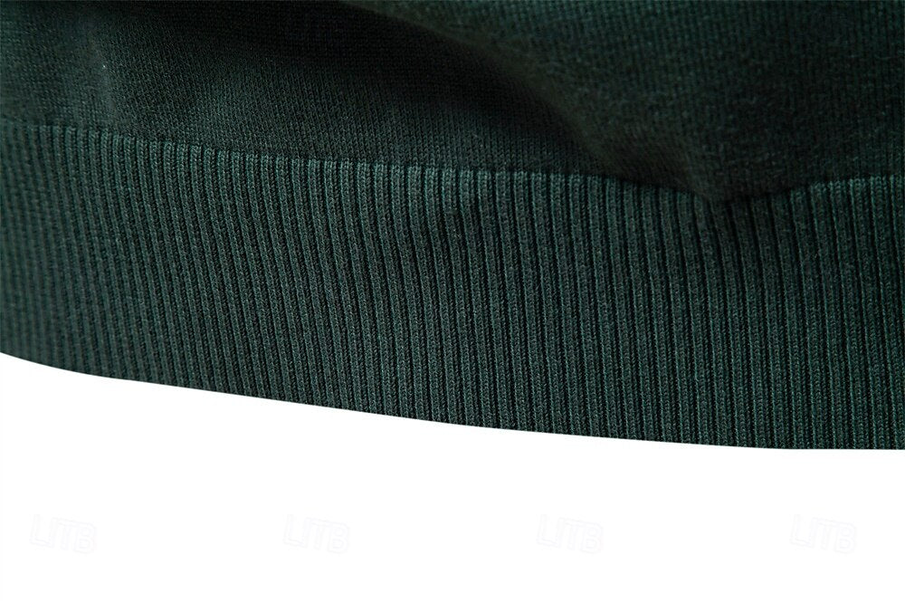 Rolled collar Solid Color  Zip Sweater