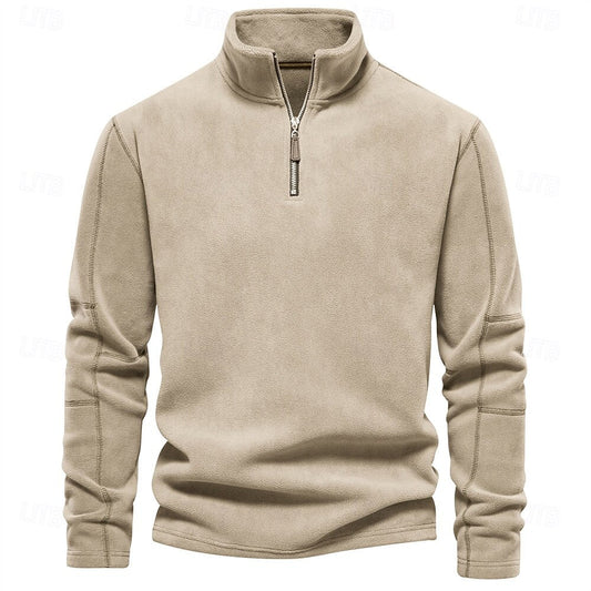 Polar Fleece Stand Collar Half Zip Long Sleeve Sweatshirt