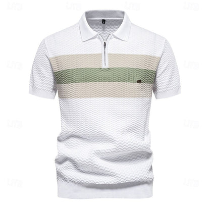 Zip Polo Work Business Turndown Short Sleeve