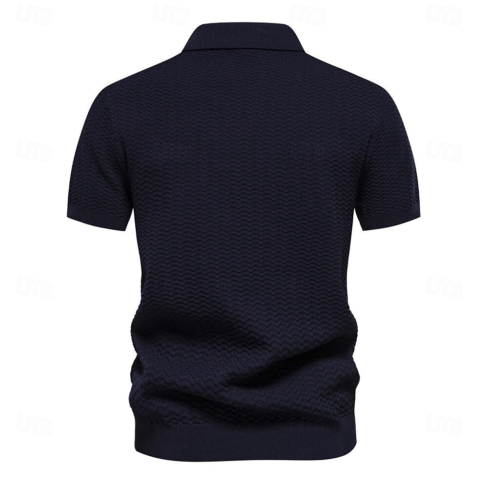 Zip Polo Work Business Turndown Short Sleeve