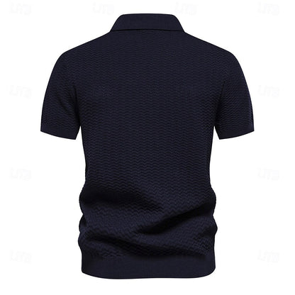 Zip Polo Work Business Turndown Short Sleeve