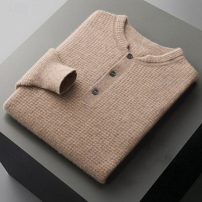 100% Merino Wool Button Up Henley Sweater