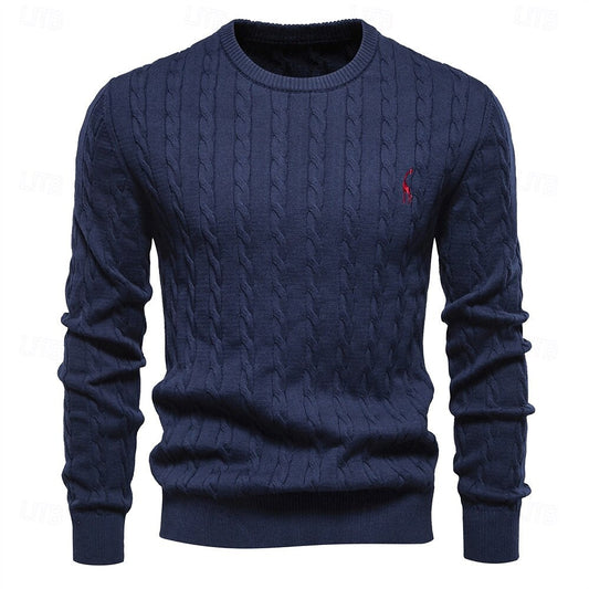 Cotton  Crew Neck Pullover Sweater