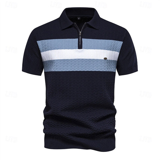 Zip Polo Work Business Turndown Short Sleeve