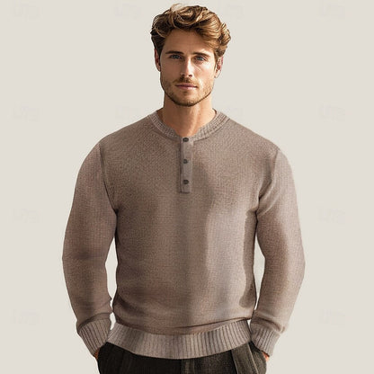 100% Merino Wool Button Up Henley Sweater